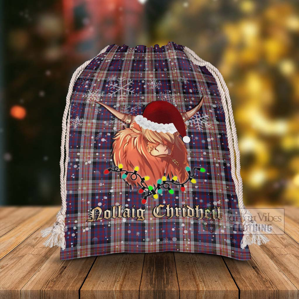 Tartan Vibes Clothing Carnegie Tartan Christmas Santa's Bag with Highland Cow