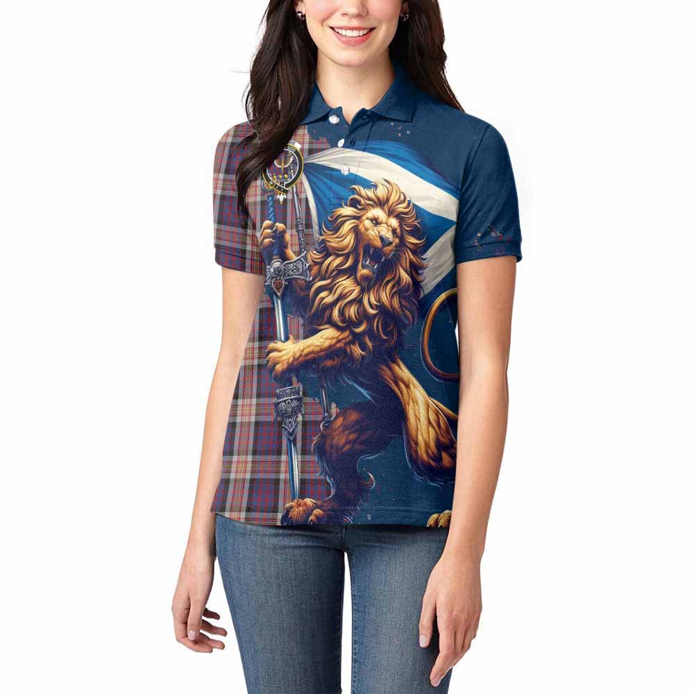 Tartan Vibes Clothing Carnegie Tartan Family Crest Women's Polo Shirt with Scottish Majestic Lion