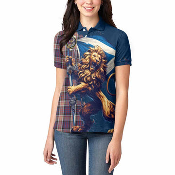 Carnegie Tartan Family Crest Women's Polo Shirt with Scottish Majestic Lion