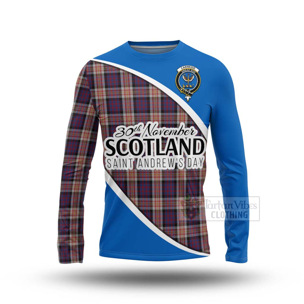 Tartan Vibes Clothing Carnegie Family Crest Tartan Long Sleeve T-Shirt Celebrate Saint Andrew's Day in Style