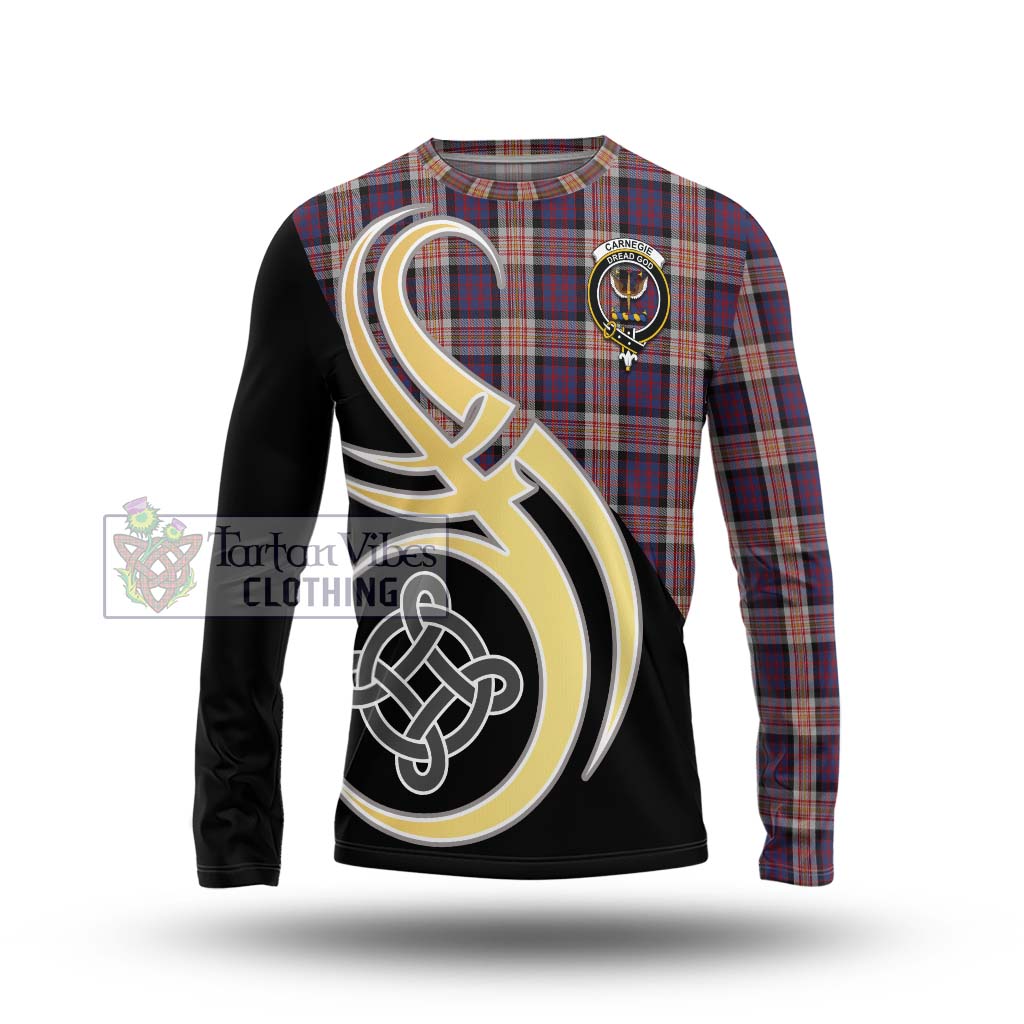 Carnegie Tartan Long Sleeve T-Shirt with Family Crest and Celtic Symbol Style Unisex - Tartan Vibes Clothing