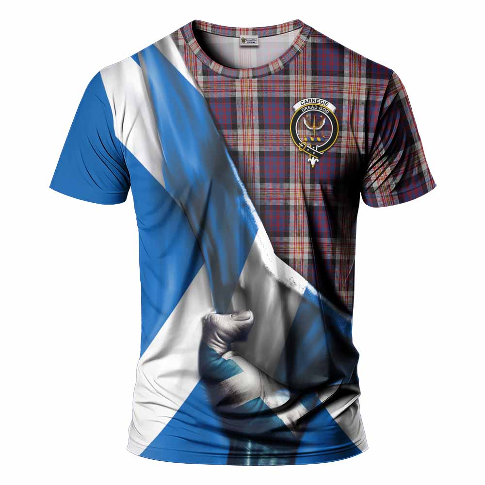 Tartan Vibes Clothing Carnegie Tartan T-Shirt with Family Crest Scotland Patriotic Style