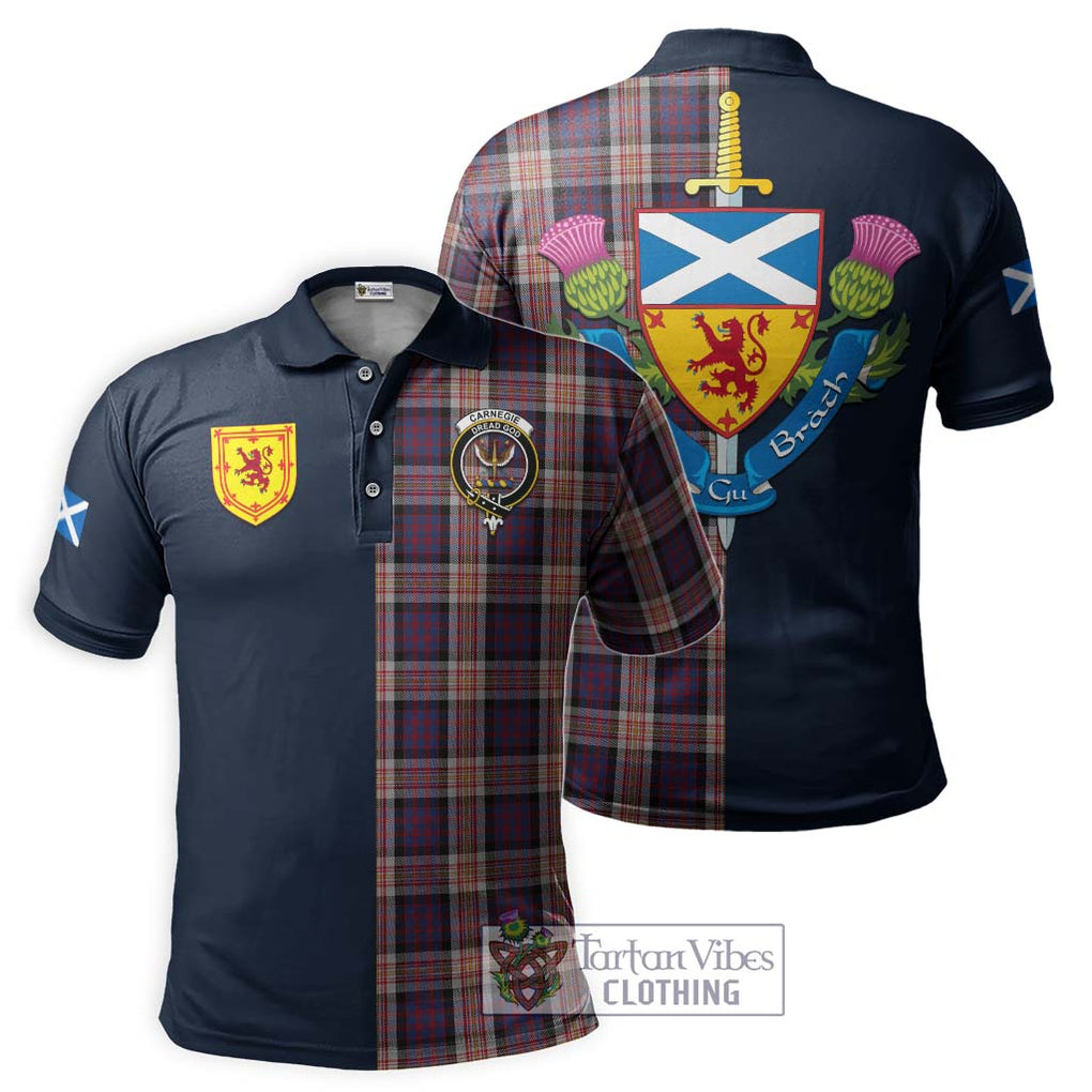 Tartan Vibes Clothing Carnegie Tartan Polo Shirt with Scottish Lion Royal Arm Half Style