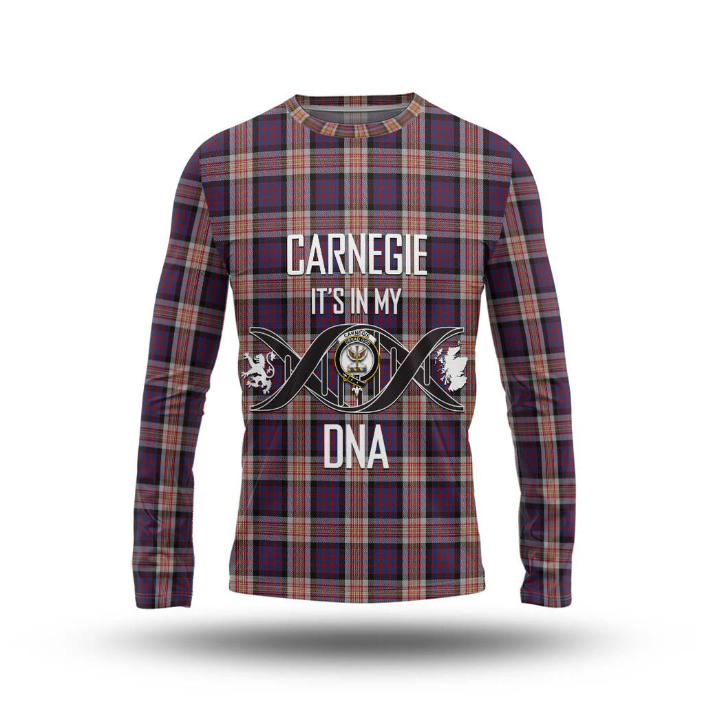 Carnegie Tartan Long Sleeve T-Shirt with Family Crest DNA In Me Style Unisex - Tartanvibesclothing Shop