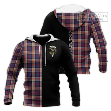 Carnegie Tartan Knitted Hoodie with Family Crest and Half Of Me Style