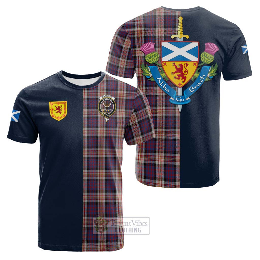 Tartan Vibes Clothing Carnegie Tartan Cotton T-shirt with Scottish Lion Royal Arm Half Style