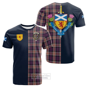 Carnegie Tartan Cotton T-shirt Alba with Scottish Lion Royal Arm Half Style