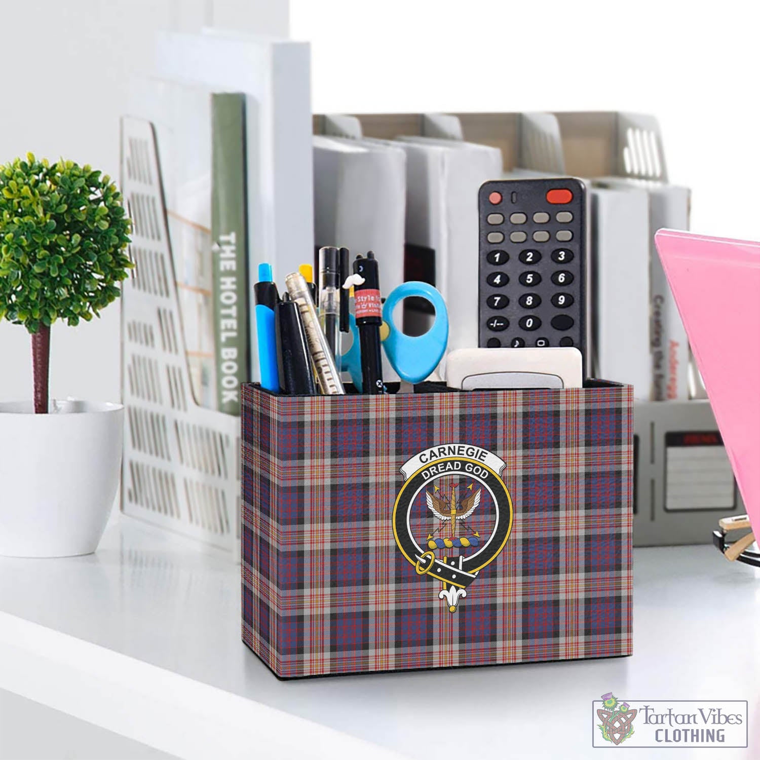 Tartan Vibes Clothing Carnegie Tartan Pen Holder with Family Crest