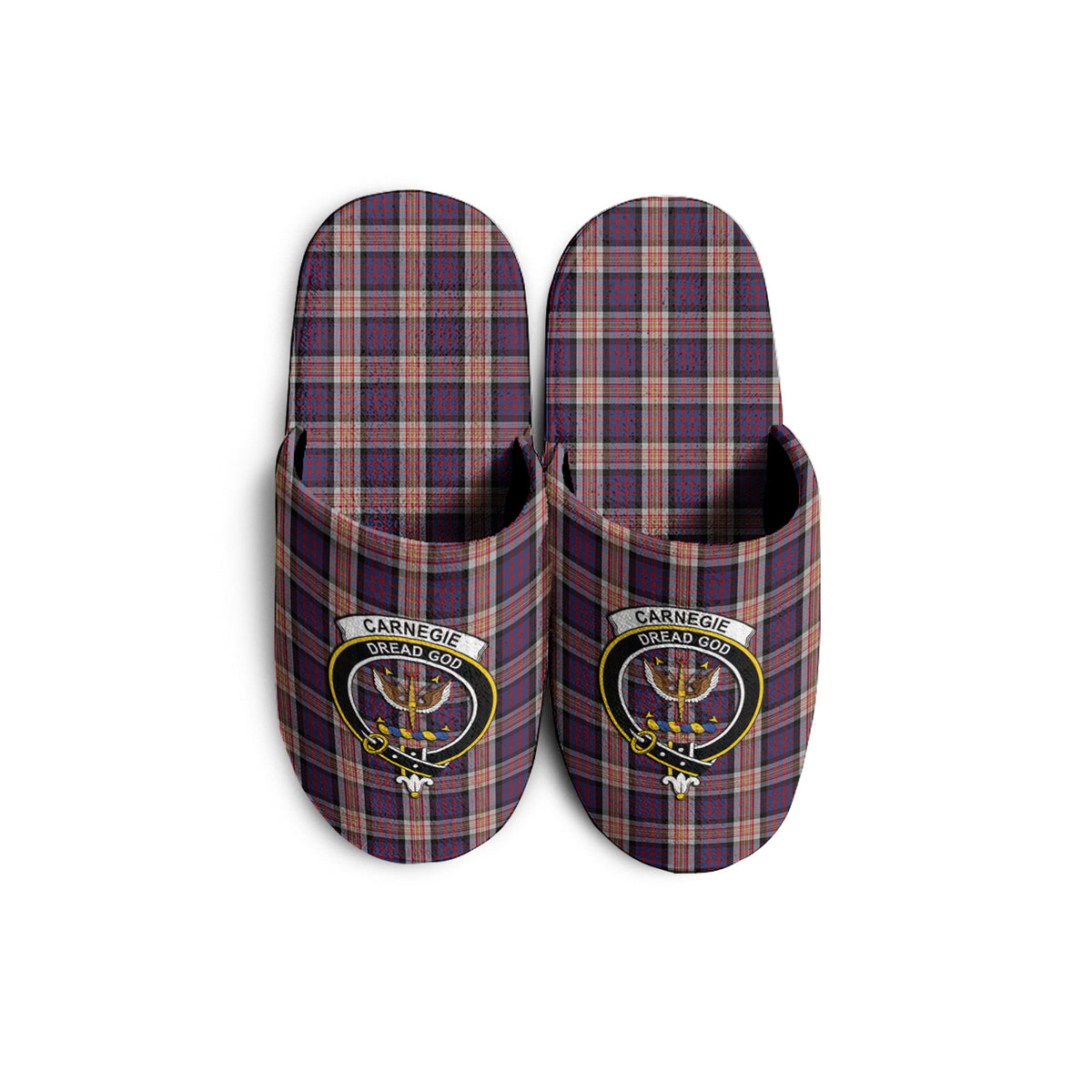 Carnegie Tartan Home Slippers with Family Crest KIDS - Tartan Vibes Clothing