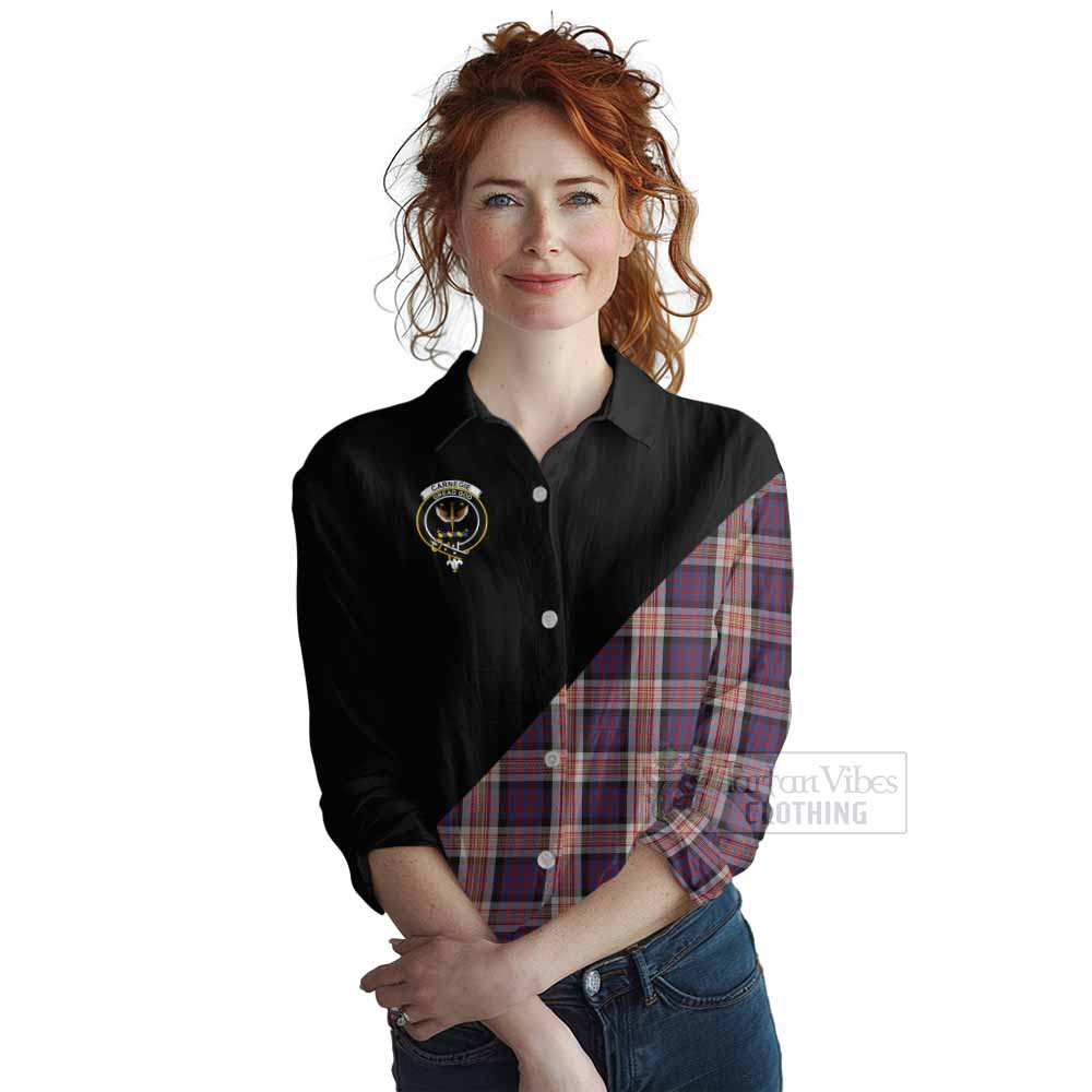 Tartan Vibes Clothing Carnegie Tartan Women's Casual Shirt with Family Crest and Military Logo Style