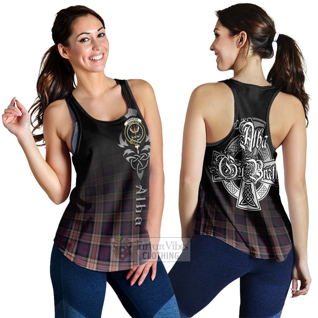 Tartan Vibes Clothing Carnegie Tartan Women's Racerback Tanks Featuring Alba Gu Brath Family Crest Celtic Inspired