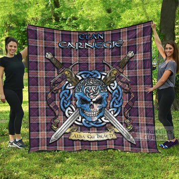 Carnegie Tartan Quilt with Celtic Skull Alba Gu Brath Style