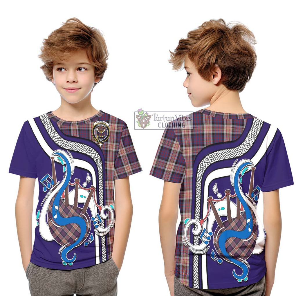 Tartan Vibes Clothing Carnegie Tartan Kid T-Shirt with Epic Bagpipe Style