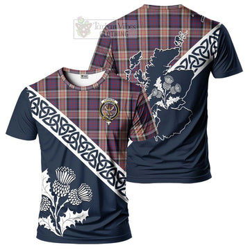 Carnegie Tartan T-Shirt Featuring Thistle and Scotland Map