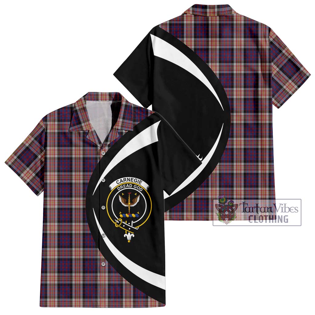 Tartan Vibes Clothing Carnegie Tartan Short Sleeve Button Up with Family Crest Circle Style