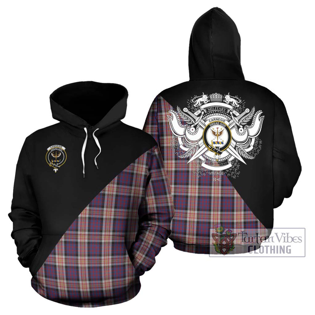 Carnegie Tartan Hoodie with Family Crest and Military Logo Style Zip Hoodie - Tartanvibesclothing Shop