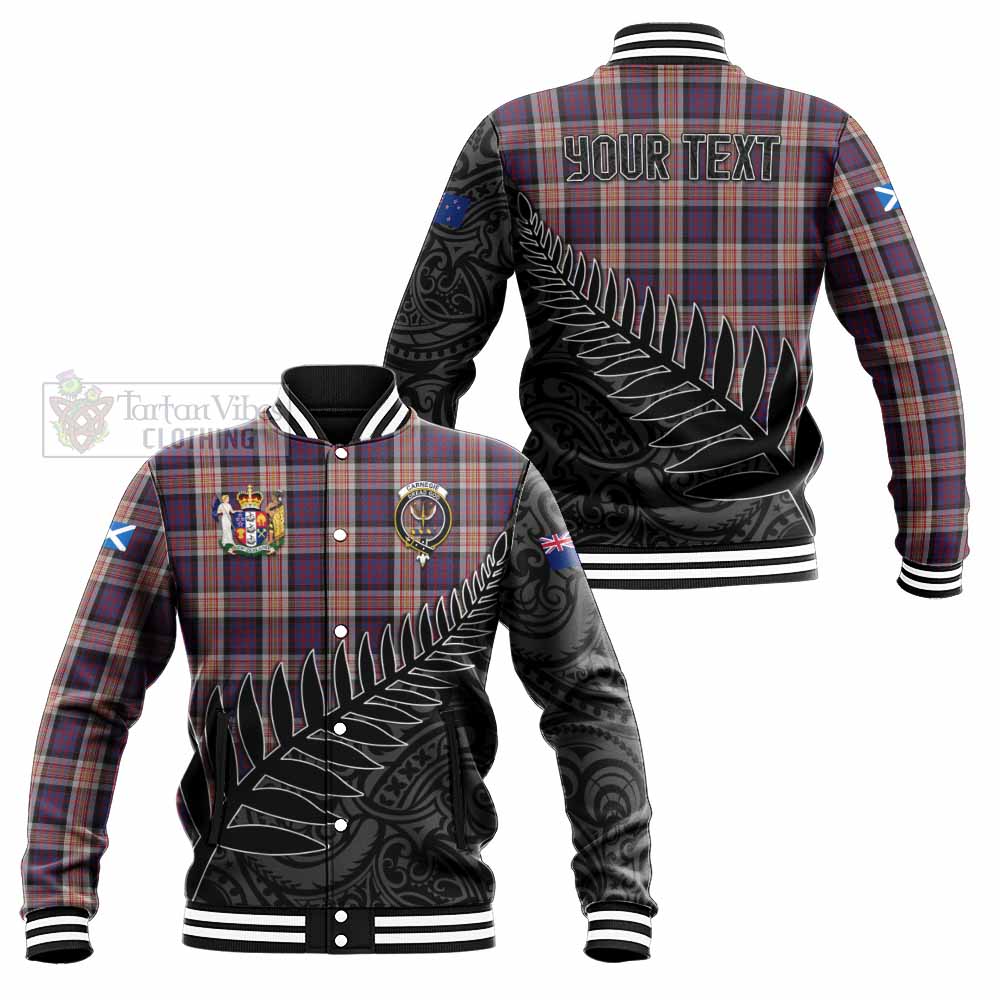 Tartan Vibes Clothing Carnegie Crest Tartan Baseball Jacket with New Zealand Silver Fern Half Style