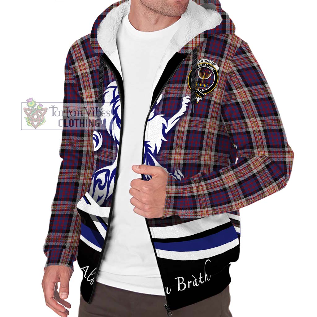 Tartan Vibes Clothing Carnegie Tartan Sherpa Hoodie with Alba Gu Brath Regal Lion Emblem