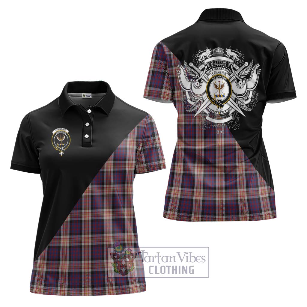 Tartan Vibes Clothing Carnegie Tartan Women's Polo Shirt with Family Crest and Military Logo Style