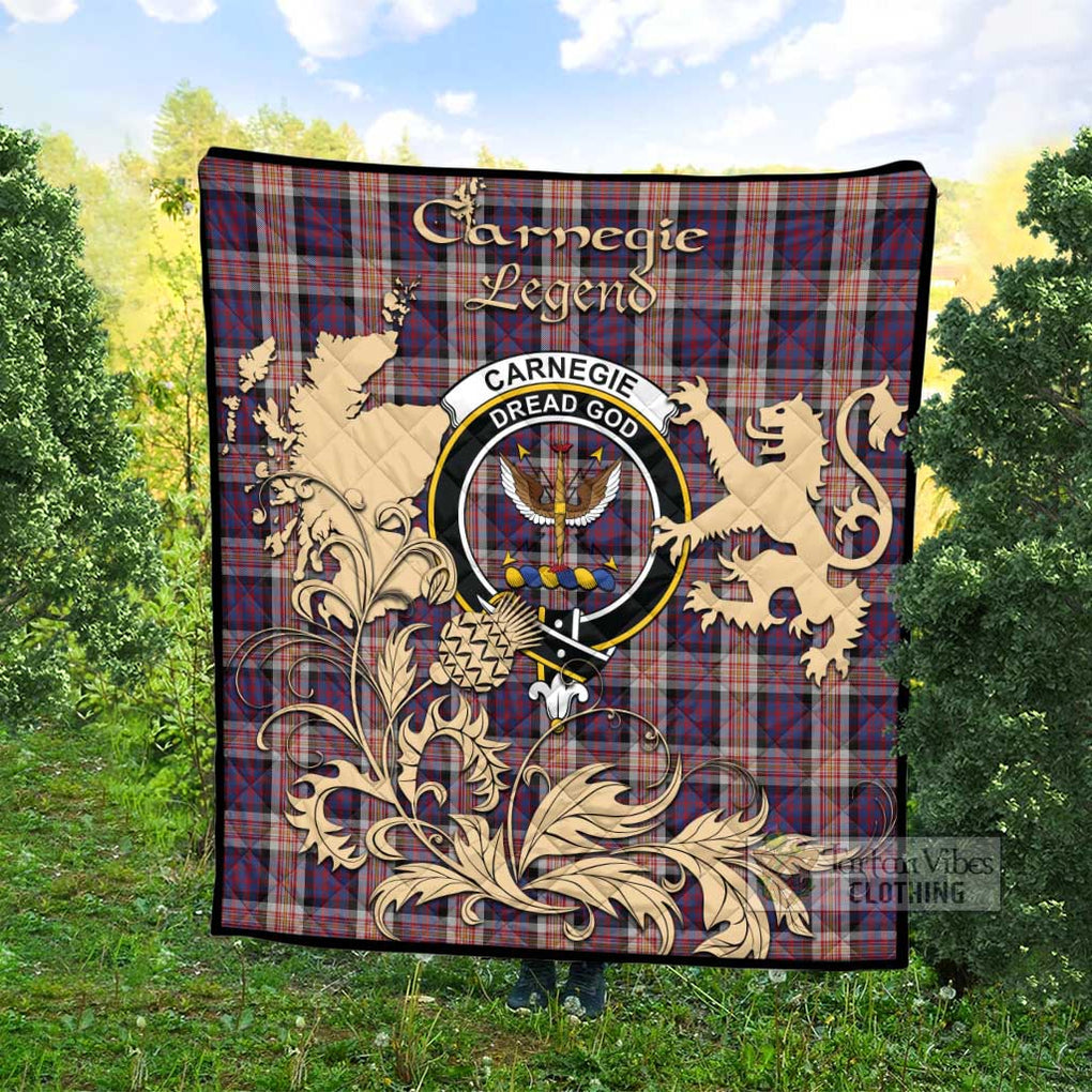 Tartan Vibes Clothing Carnegie Tartan Quilt with Family Crest and Scottish Symbol Style