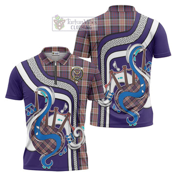 Carnegie Tartan Zipper Polo Shirt with Epic Bagpipe Style