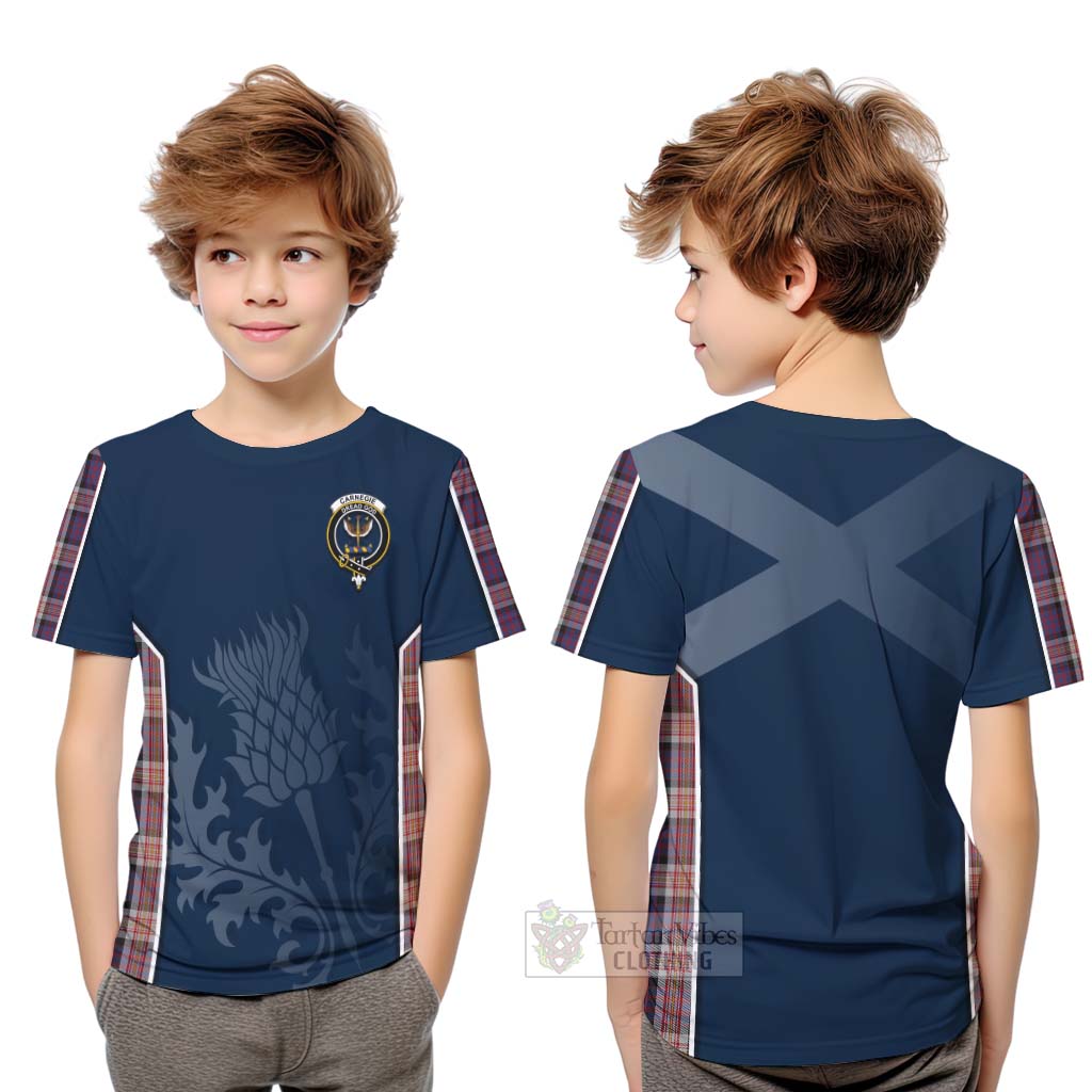 Tartan Vibes Clothing Carnegie Tartan Kid T-Shirt with Family Crest and Scottish Thistle Vibes Sport Style