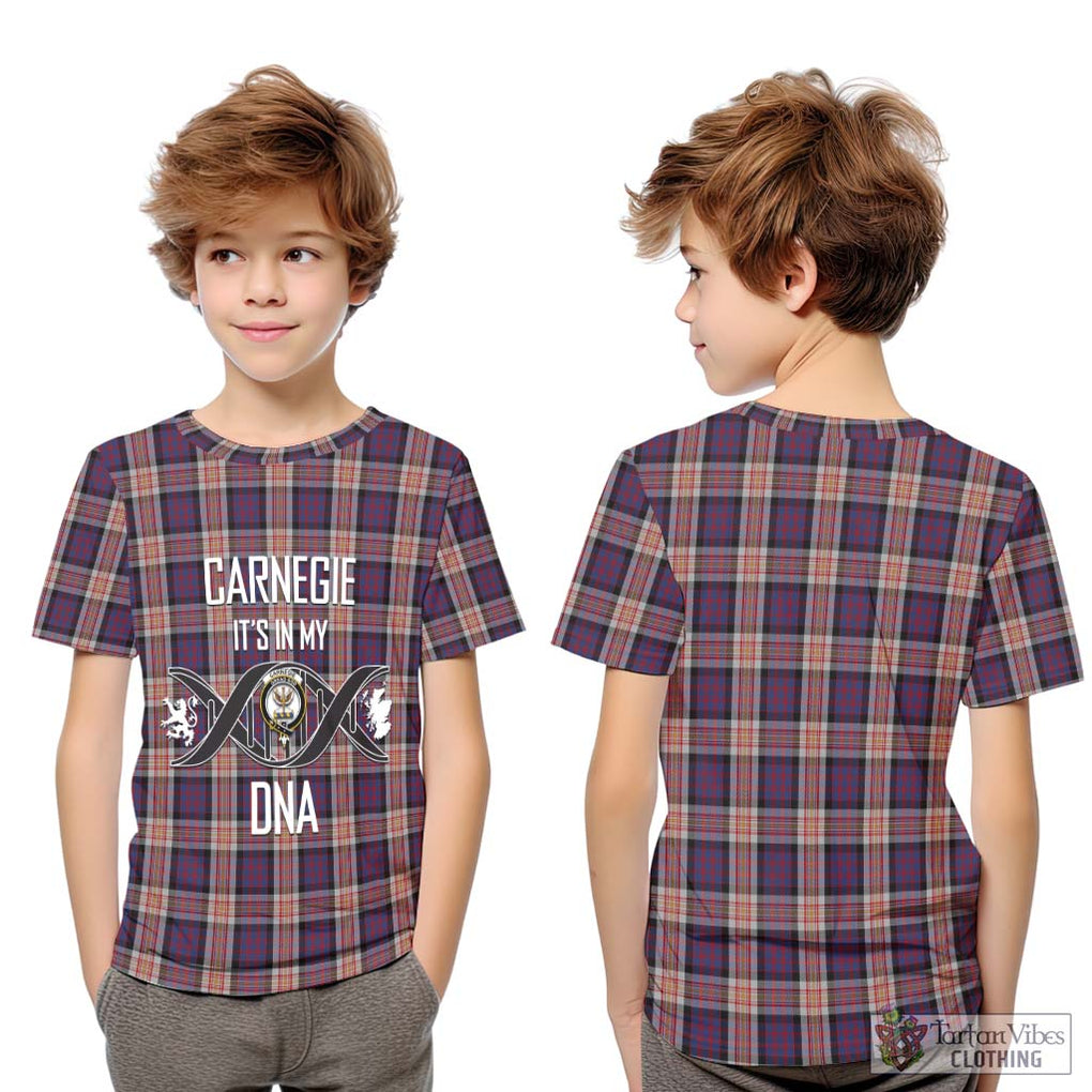 Carnegie Tartan Kid T-Shirt with Family Crest DNA In Me Style Youth XL Size14 - Tartanvibesclothing Shop