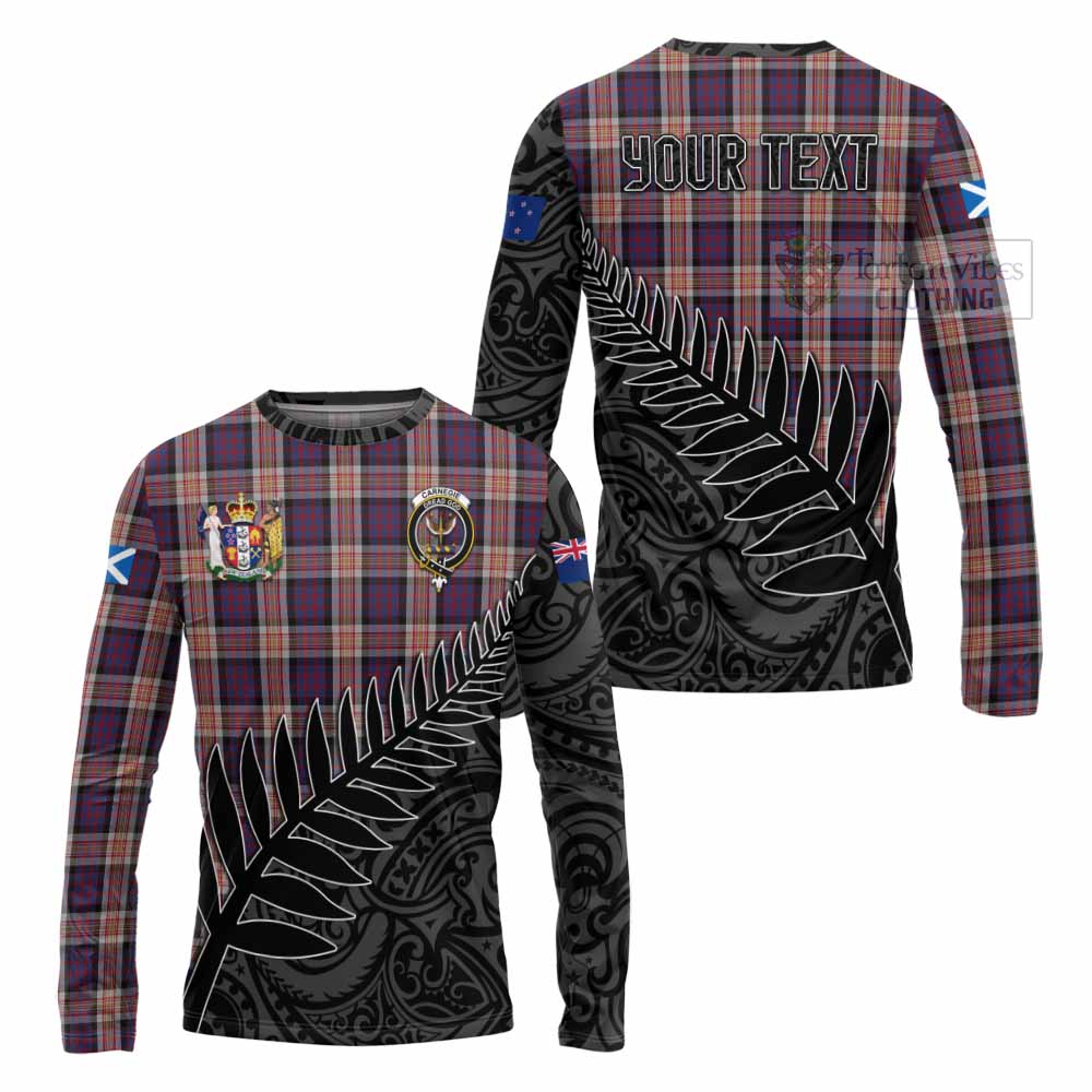 Tartan Vibes Clothing Carnegie Crest Tartan Long Sleeve T-Shirt with New Zealand Silver Fern Half Style