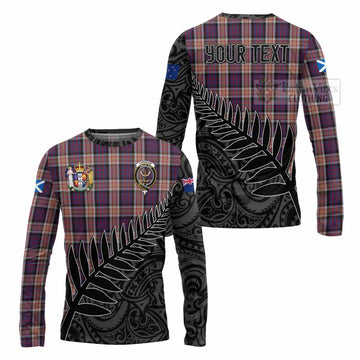 Carnegie Crest Tartan Long Sleeve T-Shirt with New Zealand Silver Fern Half Style