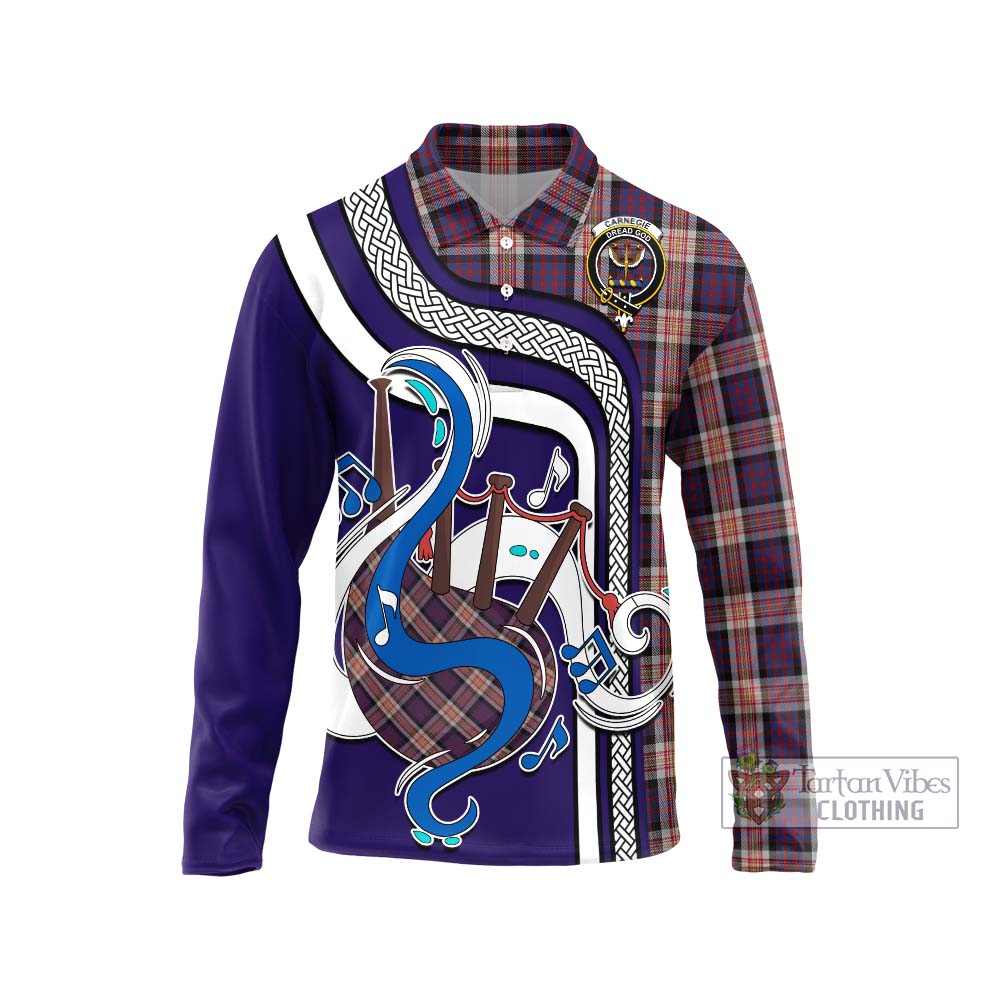 Tartan Vibes Clothing Carnegie Tartan Long Sleeve Polo Shirt with Epic Bagpipe Style