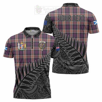 Carnegie Crest Tartan Zipper Polo Shirt with New Zealand Silver Fern Half Style