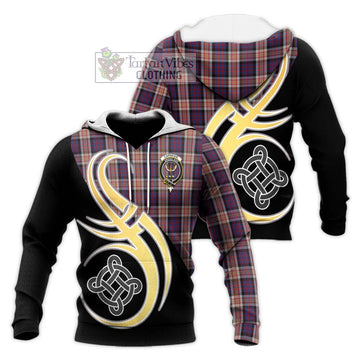 Carnegie Tartan Knitted Hoodie with Family Crest and Celtic Symbol Style
