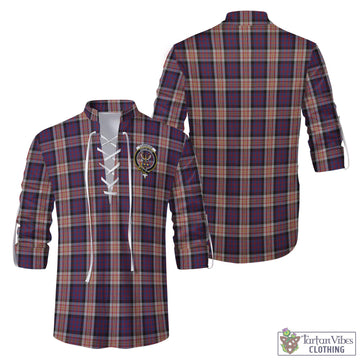 Carnegie Tartan Men's Scottish Traditional Jacobite Ghillie Kilt Shirt with Family Crest