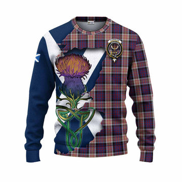 Carnegie Tartan Family Crest Knitted Sweater Scottish Thistle Celtic Inspired Unisex - Tartan Vibes Clothing
