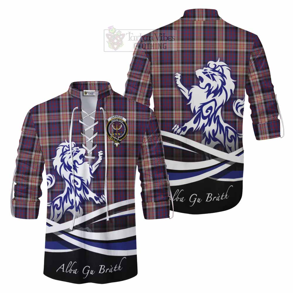 Tartan Vibes Clothing Carnegie Tartan Ghillie Kilt Shirt with Alba Gu Brath Regal Lion Emblem