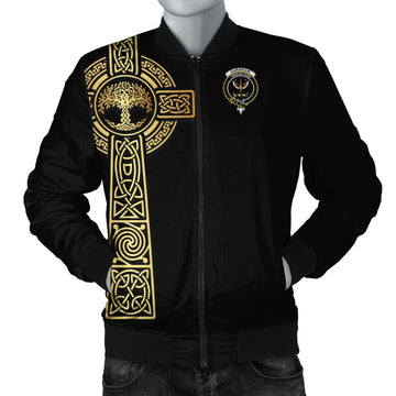 Carnegie Clan Bomber Jacket with Golden Celtic Tree Of Life