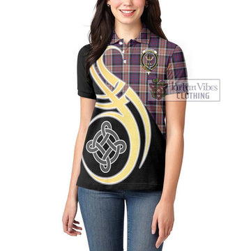 Carnegie Tartan Women's Polo Shirt with Family Crest and Celtic Symbol Style