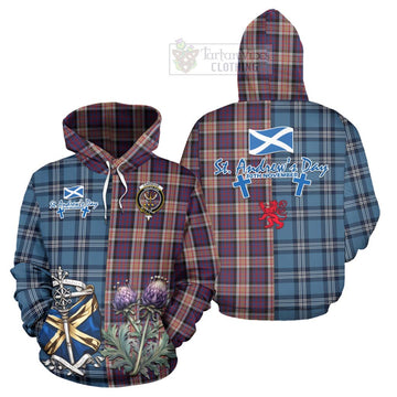 Carnegie Tartan Hoodie Happy St. Andrew's Day Half Tartan Style