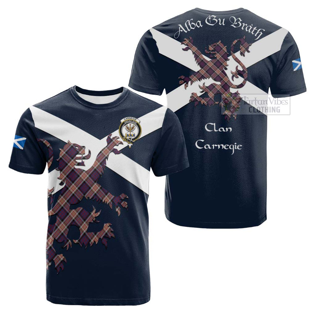 Tartan Vibes Clothing Carnegie Tartan Lion Rampant Cotton T-shirt – Proudly Display Your Heritage with Alba Gu Brath and Clan Name