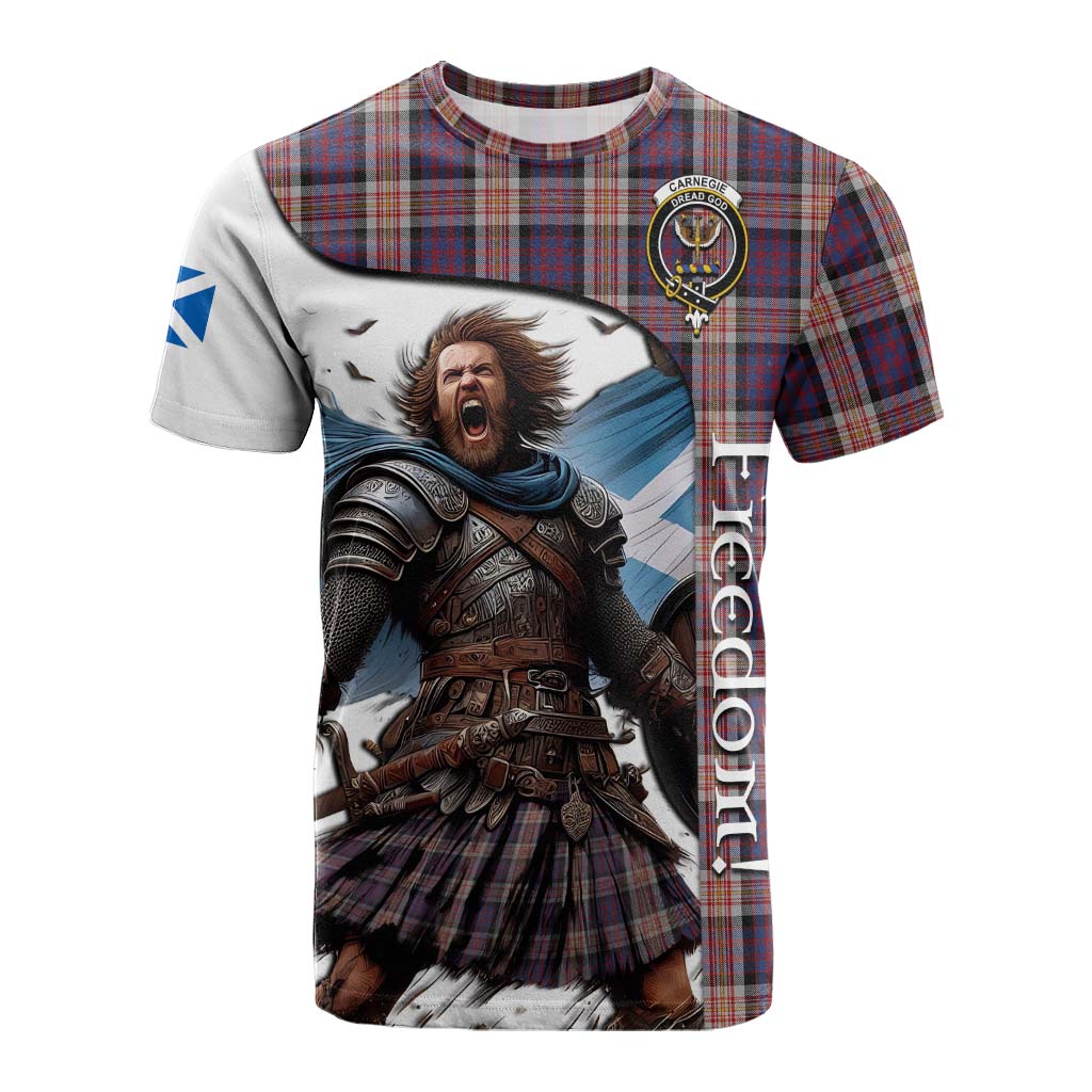 Tartan Vibes Clothing Carnegie Crest Tartan Cotton T-shirt Inspired by the Freedom of Scottish Warrior