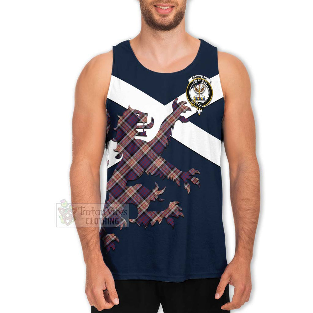 Tartan Vibes Clothing Carnegie Tartan Lion Rampant Men's Tank Top – Proudly Display Your Heritage with Alba Gu Brath and Clan Name