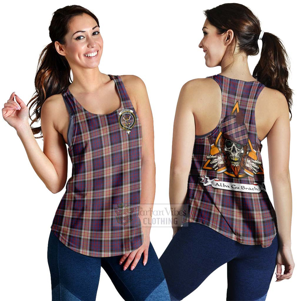 Tartan Vibes Clothing Carnegie Tartan Women's Racerback Tanks with Family Crest and Bearded Skull Holding Bottles of Whiskey