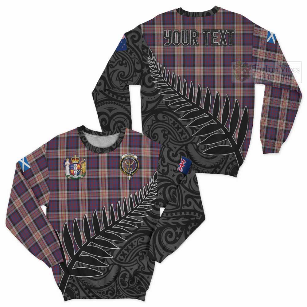 Tartan Vibes Clothing Carnegie Crest Tartan Sweatshirt with New Zealand Silver Fern Half Style