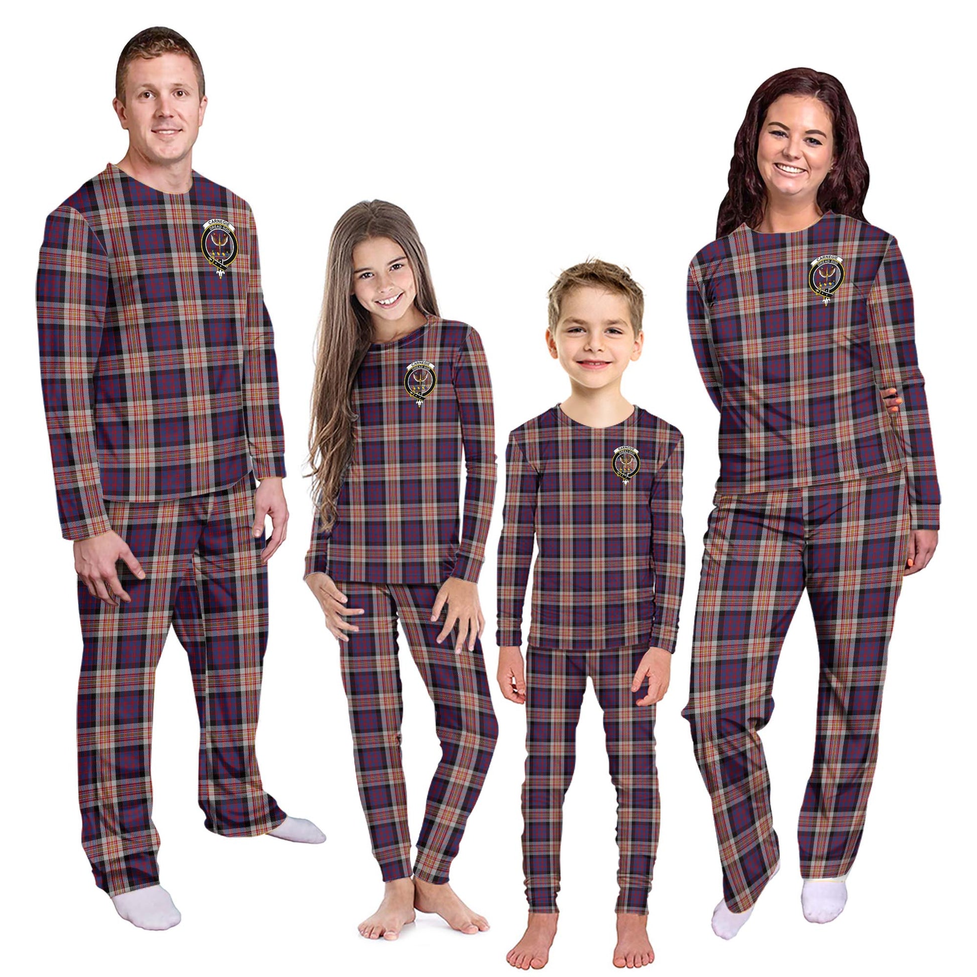 Carnegie Tartan Pajamas Family Set with Family Crest - Tartanvibesclothing