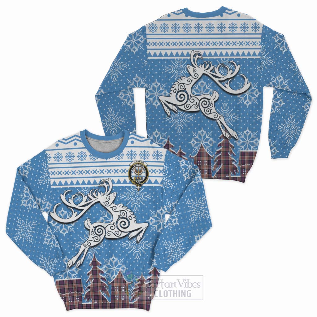 Tartan Vibes Clothing Carnegie Clan Christmas Sweatshirt Celtic Reindeer Style