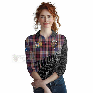 Carnegie Crest Tartan Women's Casual Shirt with New Zealand Silver Fern Half Style