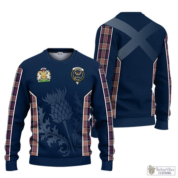 Carnegie Tartan Knitted Sweatshirt with Family Crest and Scottish Thistle Vibes Sport Style