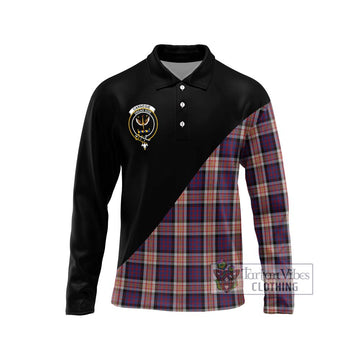 Carnegie Tartan Long Sleeve Polo Shirt with Family Crest and Military Logo Style