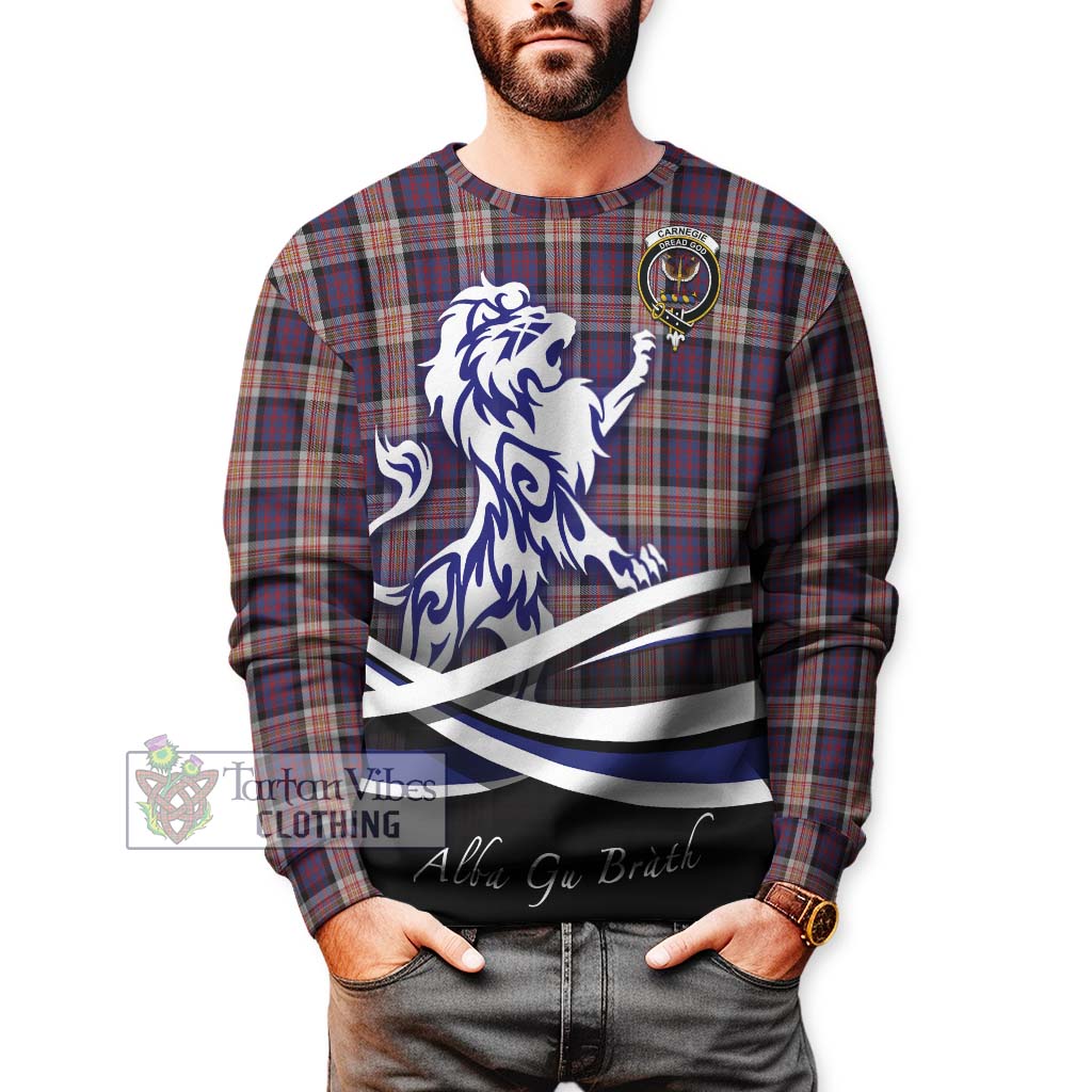 Tartan Vibes Clothing Carnegie Tartan Sweatshirt with Alba Gu Brath Regal Lion Emblem