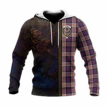 Carnegie Tartan Family Crest Knitted Hoodie Alba Gu Brath Be Brave Lion Ancient Style Unisex Knitted Pullover Hoodie - Tartan Vibes Clothing